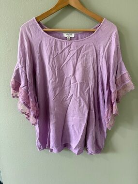 Umgee Lavender Ruffle Sleeve Tunic Top